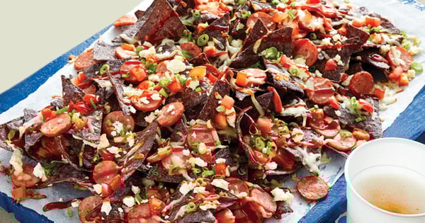 Feta & sausage nachos