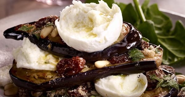 Grilled Layered Eggplant with Mozzarina di Bufala