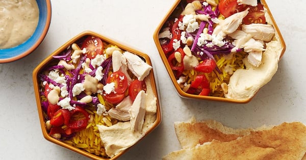 Mediterranean Chicken Pita Bowls