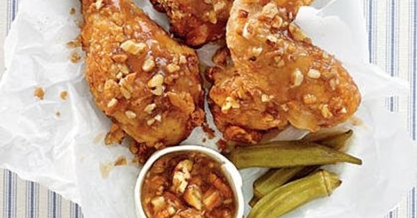 "Man Catching" Fried Chicken with Honey-Pecan Glaze