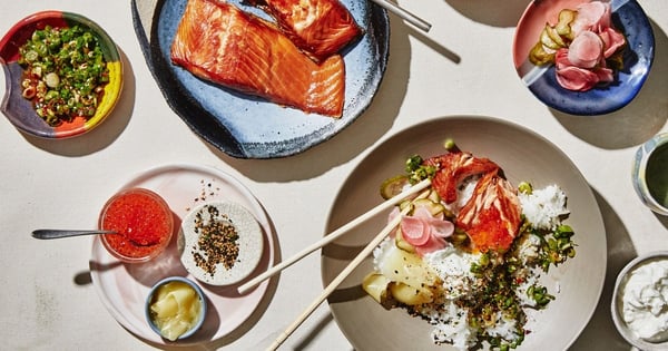 Breakfast Rice Bowls with Smoked Fish