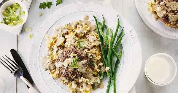 Skillet Burgers with Creamy Mushrooms