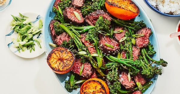 Chinese Five-Spice Steak with Oranges and Sesame Broccolini