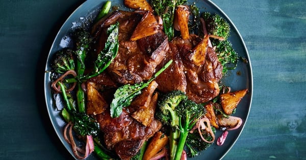 Pork Shoulder With Pineapple and Sesame Broccoli