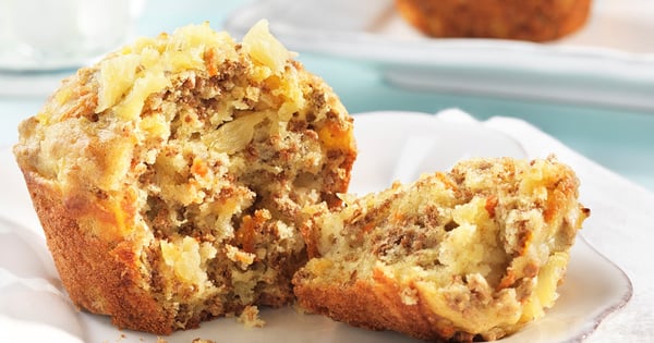 Pineapple Carrot Ginger Bran Muffins