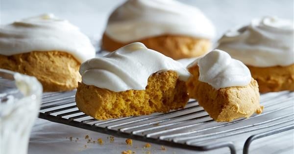 Big Soft Pumpkin Cookies with Cream Cheese Frosting