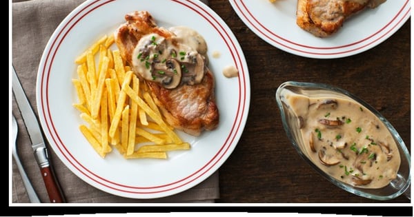 Pan Fried Pork Chop and Superfries® With Mushroom Sauce