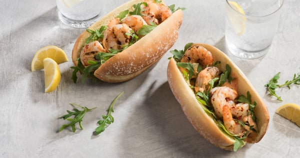 Grilled Shrimp and Arugula Rolls
