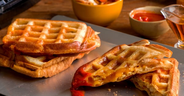 Spicy Chicken “Waffle” Sandwiches