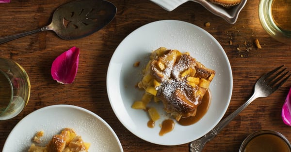 Peach Bread Pudding with Bourbon Sauce