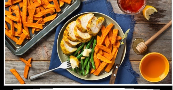 Honey Glazed Chicken & Sweet Potato Fries