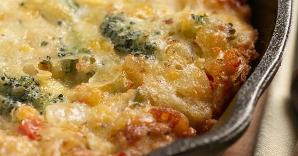 Cheese and Broccoli Cornbread Skillet