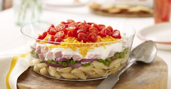 Layered Ham and Cheese Salad