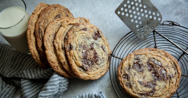 Giant Crinkled Chocolate Chip Cookies