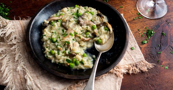 Mushroom Risotto With Peas