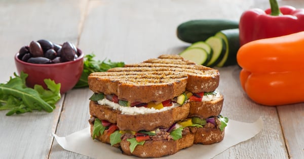 Grilled Veggie Triple Decker Sandwich