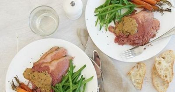 Slow Cooker Corned Beef with Mustard Sauce