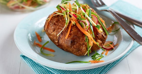 Jacket potato with tangy Asian slaw