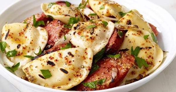 Grilled Pierogies and Kielbasa