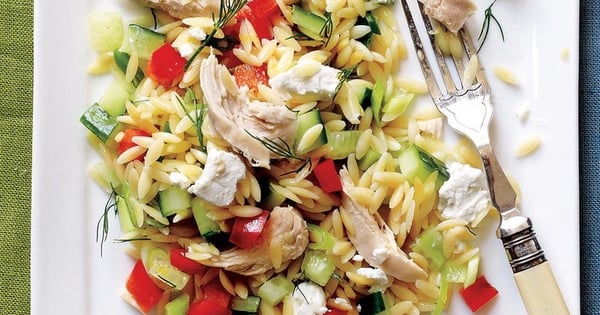 Lemony Orzo-Veggie Salad with Chicken