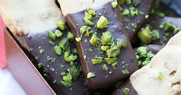 Chocolate Dipped Pistachio Shortbread