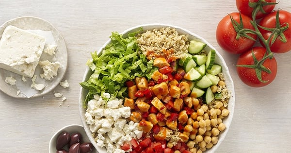 Roasted Red Pepper & Feta Quinoa Bowls