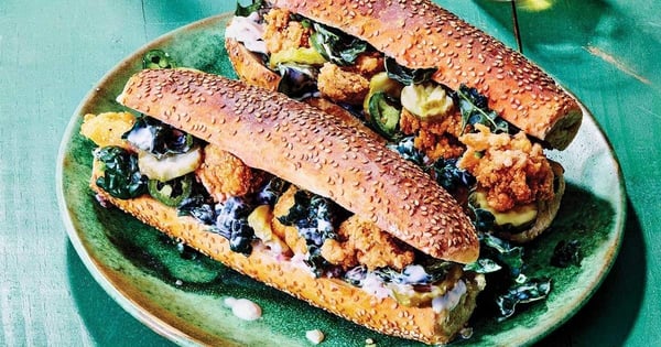 Fried Oyster Po'Boys with Kale and Tartar Sauce