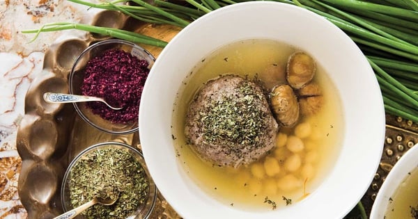 Stuffed Meatballs and Chestnuts in Saffron Broth (Küfta Bozbash)