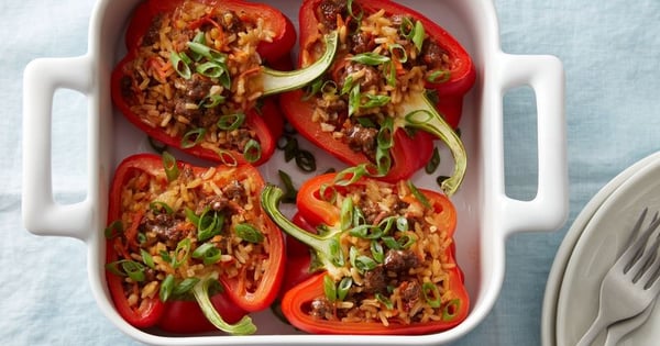 Teriyaki Beef Stuffed Peppers (Cooking for 2)