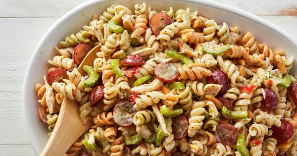 Chicken Pasta Salad with Grapes and Poppy Seed Dressing