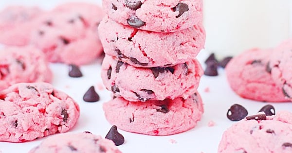 Strawberry Chocolate Chip Cake Mix Cookies
