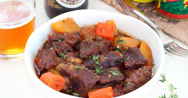 Beer braised beef with carrots and potatoes