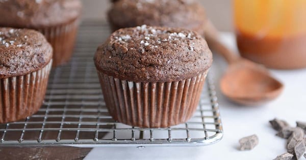 Double Chocolate Salted Caramel Muffins
