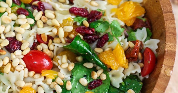 Farfalle with Spinach and Orange Salad