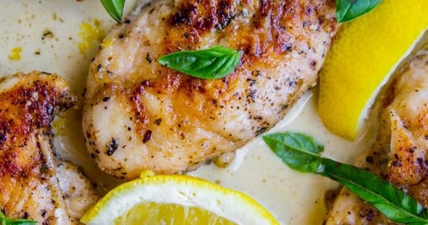 Pan-Seared Chicken in Lemon Basil Cream Sauce