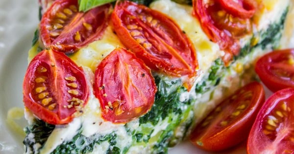 Cherry Tomato, Leek, and Spinach Quiche