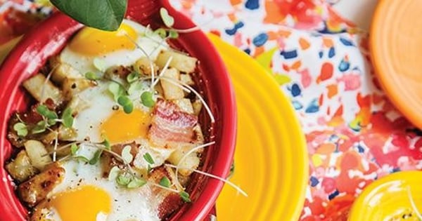 Baked Eggs with Potato, Onion, & Bacon Recipe - Flyers Online