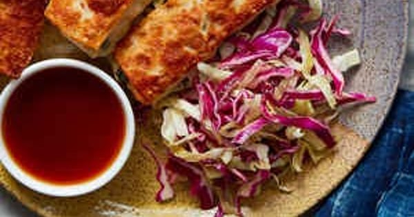 Pork Egg Rolls with Crunchy Slaw and Sweet-and-Sour Duck Sauce