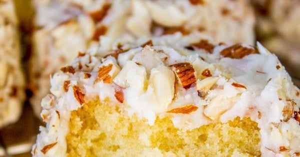 Upside Down Almond Crunch Cupcakes