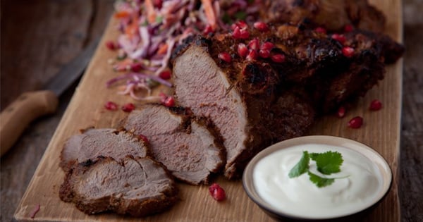 BBQ Moroccan Leg of Lamb with Summer Slaw