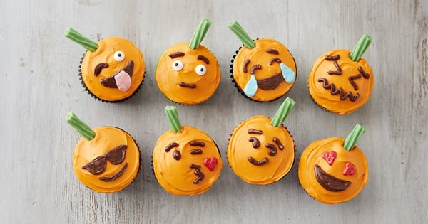 Pumpkin Emoji Cupcakes