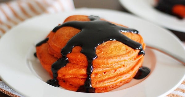 Pumpkin Pancakes with Black Cinnamon Syrup