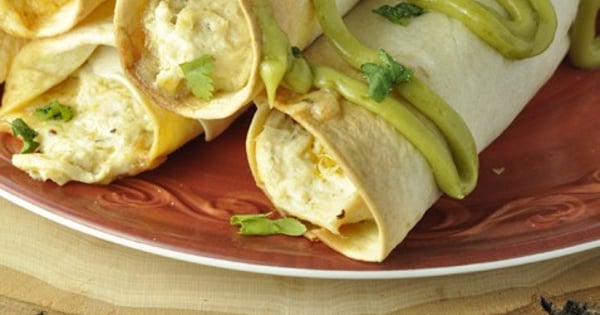 Crock Pot Creamy Salsa Verde Chicken Taquitos