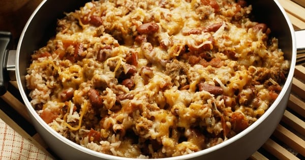 One-Pot Cheesy Sausage, Beans and Rice Dish