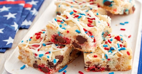 Loaded Red, White and Blue Cookie Bars