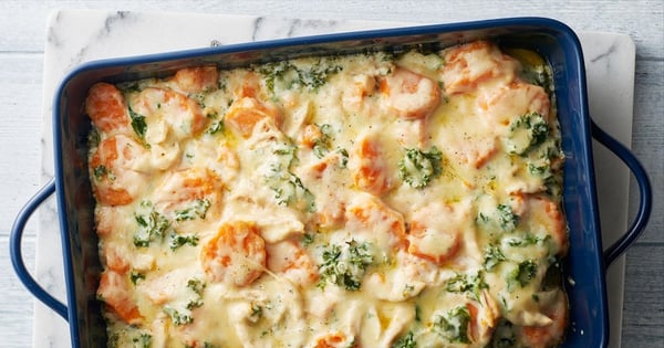 Cheesy Chicken and Sweet Potato Casserole