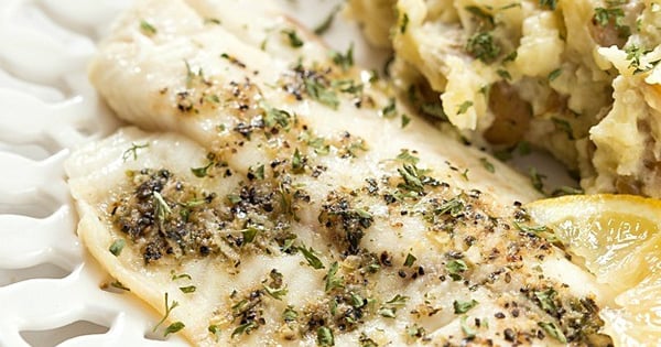 Tilapia & Crockpot Lemon Garlic Mashed Potatoes