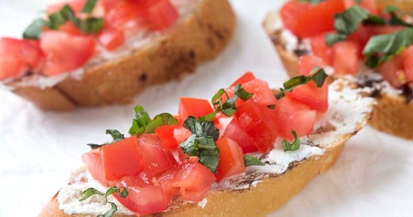 Tomato and Basil Crostini with Whipped Feta