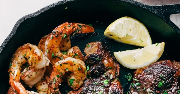Garlic Butter Skillet Steak and Shrimp
