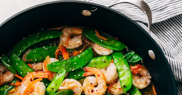 10-Minute Ginger Shrimp Snow Pea Stir Fry